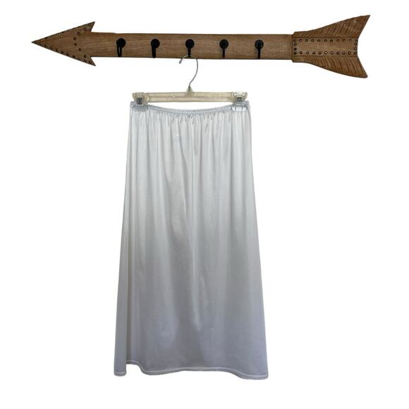 Vanity Fair | Vintage White Skirt Half Long Slip Slit Lace Trim Size Medium 27” - Picture 1 of 7